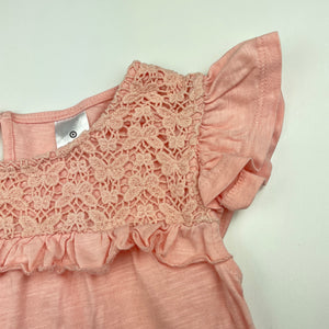 Girls Target, pink cotton top, lace detail, GUC, size 8,  