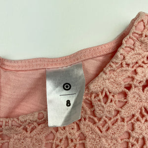Girls Target, pink cotton top, lace detail, GUC, size 8,  