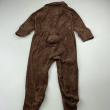 Load image into Gallery viewer, unisex Lil' Creatures, brown terry novelty coverall / romper, FUC, size 0,  