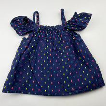 Load image into Gallery viewer, Girls Cat &amp; Jack, lined navy summer top, discolouration on lining, FUC, size 12 months,  
