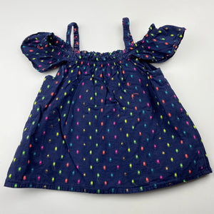 Girls Cat & Jack, lined navy summer top, discolouration on lining, FUC, size 12 months,  