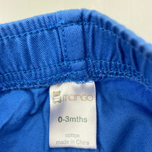 Load image into Gallery viewer, Boys Mango, blue cotton pants, elasticated, EUC, size 000,  