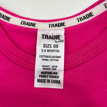 Load image into Gallery viewer, Girls Tradie Baby, Tiny Tough stretchy bodysuit / romper, EUC, size 00,  