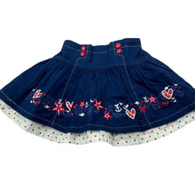 Load image into Gallery viewer, Girls Mango, embroidered lightweight cotton skirt, elasticated, EUC, size 000,  