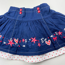 Load image into Gallery viewer, Girls Mango, embroidered lightweight cotton skirt, elasticated, EUC, size 000,  