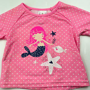 Girls Dymples, short sleeve rashie / swim top, mermaid, light mark on shoulder, FUC, size 00,  