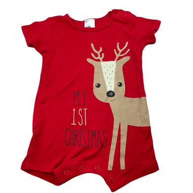 unisex Baby Berry, red cotton Christmas romper, EUC, size 00,  