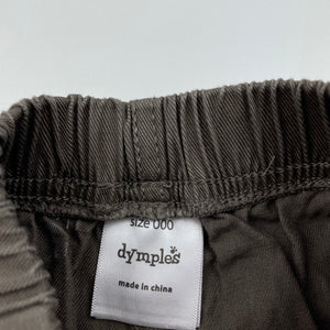 Boys Dymples, brown cotton shorts, elasticated, EUC, size 000,  