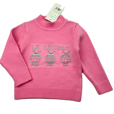 Girls MAIBO, pink stretchy sweater / jumper, armpit to armpit: 23cm, shoulder to cuff: 25cm, NEW, size 0-1,  