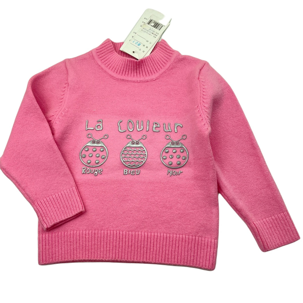 Girls MAIBO, pink stretchy sweater / jumper, armpit to armpit: 23cm, shoulder to cuff: 25cm, NEW, size 0-1,  