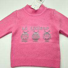 Load image into Gallery viewer, Girls MAIBO, pink stretchy sweater / jumper, armpit to armpit: 23cm, shoulder to cuff: 25cm, NEW, size 0-1,  