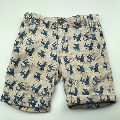 Boys Pumpkin Patch, cotton shorts, adjustable, crocodiles, no size, W: 26.5cm across, FUC, size 3-4,  