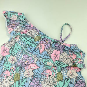 Girls Mango, cotton summer dress, flamingos, GUC, size 2, L: 44cm