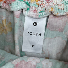 Load image into Gallery viewer, Girls Target, floral viscose/linen skirt, elasticated, L: 31cm, GUC, size 7,  