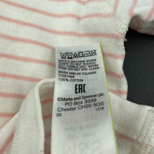 Load image into Gallery viewer, Girls M&amp;S, pink &amp; white stripe cotton bodysuit / romper, FUC, size 2,  