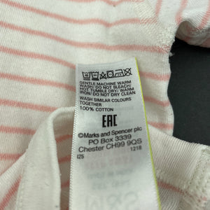 Girls M&S, pink & white stripe cotton bodysuit / romper, FUC, size 2,  