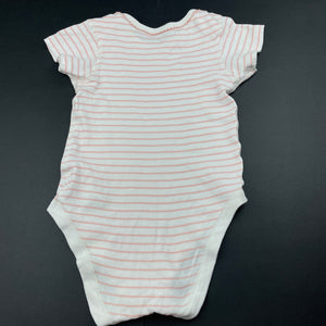 Girls M&S, pink & white stripe cotton bodysuit / romper, FUC, size 2,  