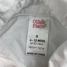 Load image into Gallery viewer, Boys Ollie's Place, white cotton shirtall / romper, EUC, size 0,  