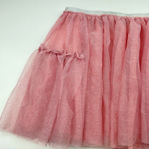 Girls Lily & Dan, pink & silver tulle skirt, elasticated, L: 37cm, GUC, size 9-10,  