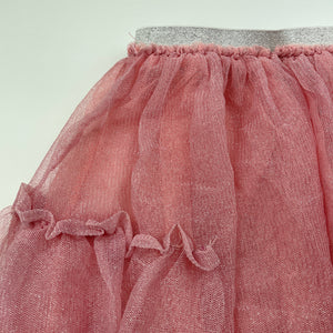 Girls Lily & Dan, pink & silver tulle skirt, elasticated, L: 37cm, GUC, size 9-10,  