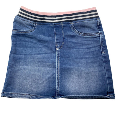 Girls H&M, stretchy knit denim skirt, adjustable, L: 29cm, EUC, size 6,  