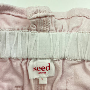 Girls Seed, pink stretch cotton shorts, elasticated, light mark on front, FUC, size 9,  