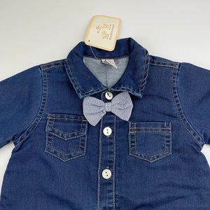 Boys BABY PEP, cotton lined lightweight denim romper / boilersuit, NEW, size 0,  