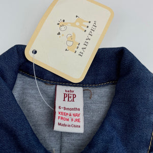 Boys BABY PEP, cotton lined lightweight denim romper / boilersuit, NEW, size 0,  