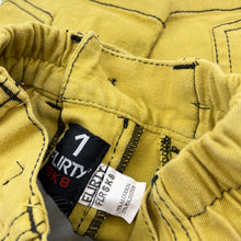 Load image into Gallery viewer, Boys FLIRTY SK8, yellow cargo shorts, elasticated, EUC, size 1,  