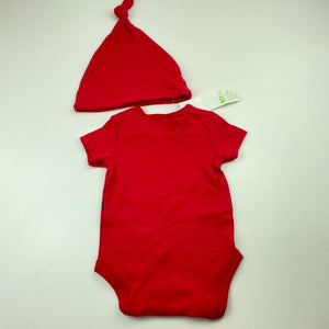 unisex Anko, cotton Christmas bodysuit / romper + hat, NEW, size 000,  