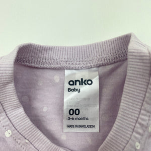 Girls Anko, lilac cotton t-shirt / top, EUC, size 00,  