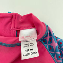 Load image into Gallery viewer, Girls Cancer Council, Bonnie &amp; Neil long sleeve rashie / swim top, EUC, size 00,  