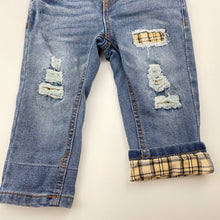 Load image into Gallery viewer, unisex Breakers, distressed stretch denim jeans, adjustable, Inside leg: 26cm, GUC, size 0,  
