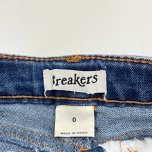 Load image into Gallery viewer, unisex Breakers, distressed stretch denim jeans, adjustable, Inside leg: 26cm, GUC, size 0,  
