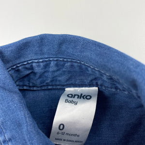 unisex Anko, chambray cotton long sleeve shirt, EUC, size 0,  