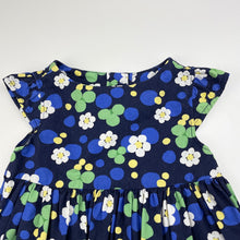 Load image into Gallery viewer, Girls Gymboree, navy floral cotton dress, wash fade, FUC, size 0, L: 41cm