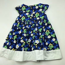 Load image into Gallery viewer, Girls Gymboree, navy floral cotton dress, wash fade, FUC, size 0, L: 41cm