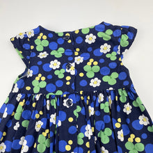 Load image into Gallery viewer, Girls Gymboree, navy floral cotton dress, wash fade, FUC, size 0, L: 41cm