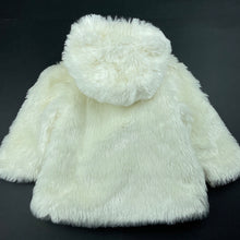 Load image into Gallery viewer, Girls M&amp;S, fleece lined faux fur jacket / coat, poppers, L: 35cm, EUC, size 0,  