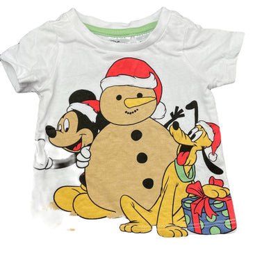 unisex Disney, cotton Christmas t-shirt / top, Mickey Mouse, EUC, size 000,  