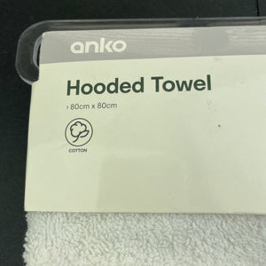 unisex Anko, cotton hooded towel, 80cm x 80cm, NEW, size 000-00,  