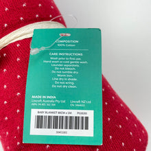 Load image into Gallery viewer, unisex Formr Jnr, red &amp; white knitted cotton baby blanket, 80cm x 100cm, NEW, size 0000-000,  