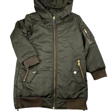 Girls Witchery, fleece lined khaki hooded jacket / coat, L: 56cm, FUC, size 6,  