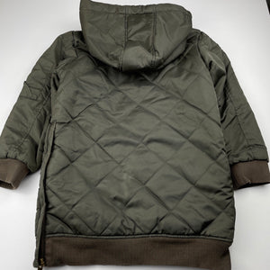 Girls Witchery, fleece lined khaki hooded jacket / coat, L: 56cm, FUC, size 6,  
