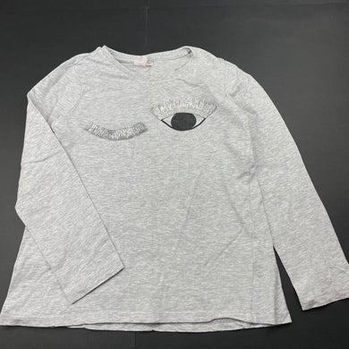 Girls Seed, grey marle cotton long sleeve top, FUC, size 6-7,  