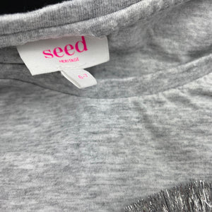 Girls Seed, grey marle cotton long sleeve top, FUC, size 6-7,  