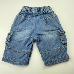 Boys Baby GAP, blue denim long shorts, elasticated, FUC, size 00,  