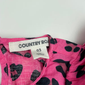 Girls Country Road, pink linen / cotton ruffle long sleeve top, GUC, size 3,  