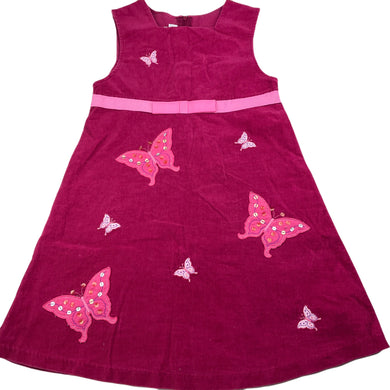 Girls Bonnie Jean, corduroy cotton dress, butterflies, GUC, size 6, L: 63cm