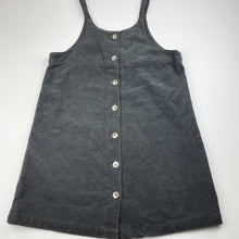 Load image into Gallery viewer, Girls Cotton On, grey corduroy cotton overalls dress / pinafore, EUC, size 9-10, L: 70cm